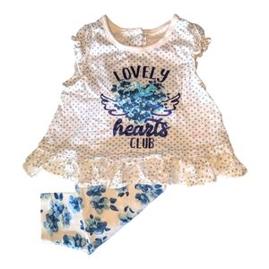 🧸3/15$🧸Nannette Girl Clothing  White Blue Set 24M